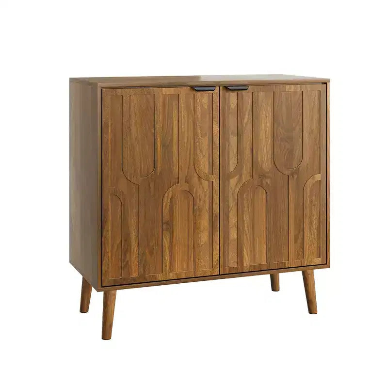 JVNOXK Madia da Buffet con Ante e Cassetti, Madia a Buffet Rustica con Design a Fermaglio, Mobile Contenitore da Caffè in Legno per Cucina, Noce