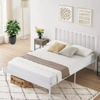 Struttura letto matrimoniale con piattaforma, struttura letto in metallo con testiera, 32 cm di spazio di archiviazione sottostante, non necessita di rete a molle, silenzioso, nero