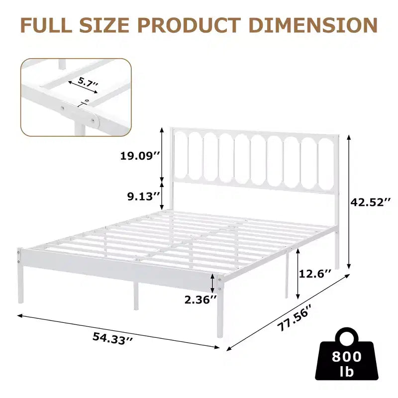 Struttura letto matrimoniale con piattaforma, struttura letto in metallo con testiera, 32 cm di spazio di archiviazione sottostante, non necessita di rete a molle, silenzioso, nero