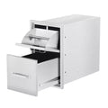3 Layer Outdoor Kitchen Drawers with Paper Towel Holder - Stainless Steel Flush Mount Kitchen Access Drawer with Grooved Handle