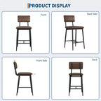 Lot de 2 tabourets de bar hauteur comptoir, tabourets de cuisine rembourrés avec dossier et repose-pieds, tabourets de bar en similicuir pour îlot de cuisine