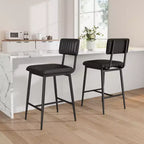 Lot de 2 tabourets de bar hauteur comptoir, tabourets de cuisine rembourrés avec dossier et repose-pieds, tabourets de bar en similicuir pour îlot de cuisine