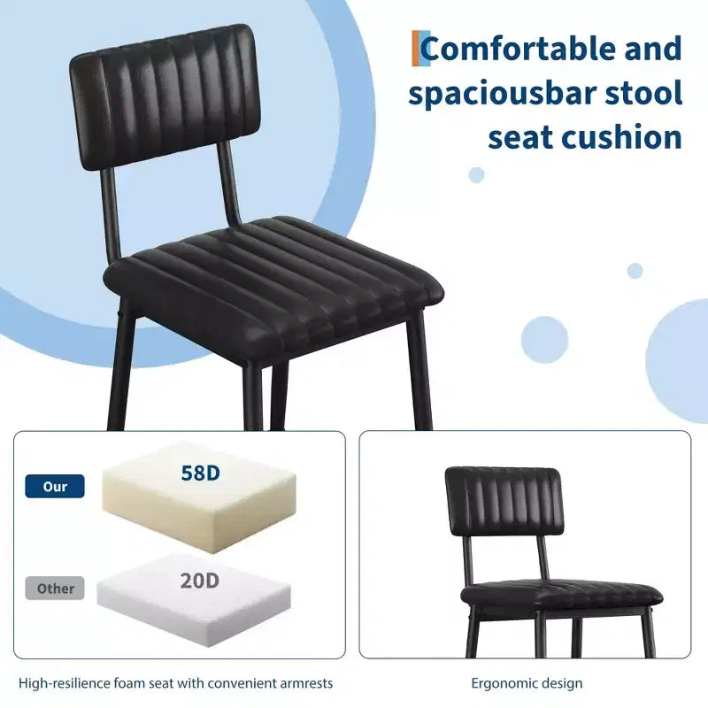 Lot de 2 tabourets de bar hauteur comptoir, tabourets de cuisine rembourrés avec dossier et repose-pieds, tabourets de bar en similicuir pour îlot de cuisine