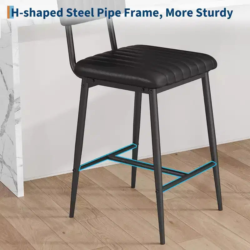 Lot de 2 tabourets de bar hauteur comptoir, tabourets de cuisine rembourrés avec dossier et repose-pieds, tabourets de bar en similicuir pour îlot de cuisine
