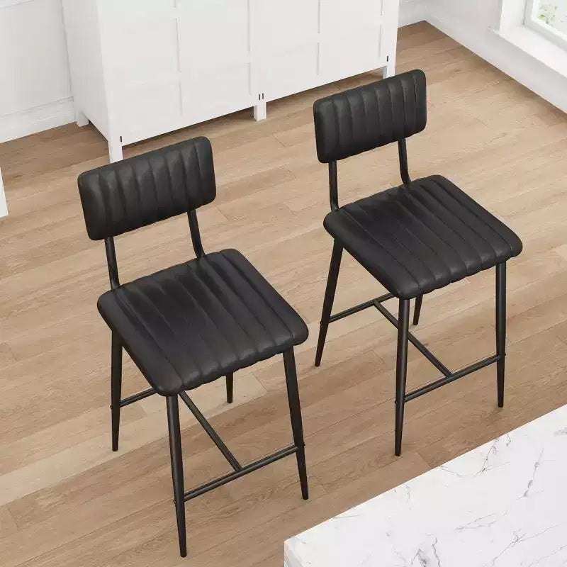 Lot de 2 tabourets de bar hauteur comptoir, tabourets de cuisine rembourrés avec dossier et repose-pieds, tabourets de bar en similicuir pour îlot de cuisine