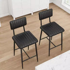 Lot de 2 tabourets de bar hauteur comptoir, tabourets de cuisine rembourrés avec dossier et repose-pieds, tabourets de bar en similicuir pour îlot de cuisine