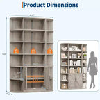Libreria a 6 Ripiani con Armadietto e Scaffali Aperti, Scaffale Moderno Stile Fattoria Alto 190cm, Organizer a 3 Sezioni Largo 120cm