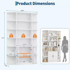 Libreria a 6 Ripiani con Armadietto e Scaffali Aperti, Scaffale Moderno Stile Fattoria Alto 190cm, Organizer a 3 Sezioni Largo 120cm
