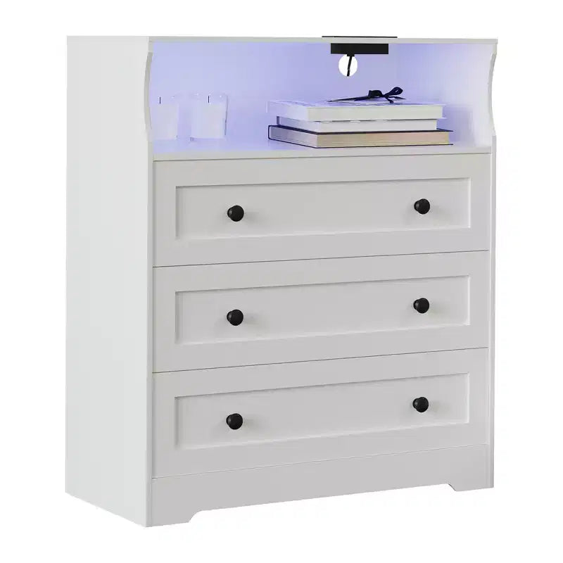 Small three-drawer dressing table, wooden dressing table, bedroom wardrobe/bedside table, modern wooden drawer cabinet, suitable for living room.