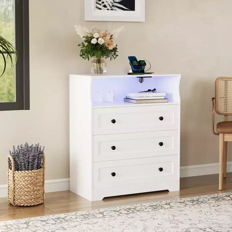 Petite coiffeuse à trois tiroirs, coiffeuse en bois, armoire de chambre/table de chevet, commode en bois moderne, convient pour le salon.