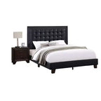 Letto Queen Royal Hampton Modern con piattaforma, rivestimento con trapuntatura profonda, similpelle nera
