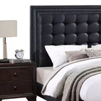 Letto Queen Royal Hampton Modern con piattaforma, rivestimento con trapuntatura profonda, similpelle nera