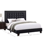 Letto Queen Royal Hampton Modern con piattaforma, rivestimento con trapuntatura profonda, similpelle nera