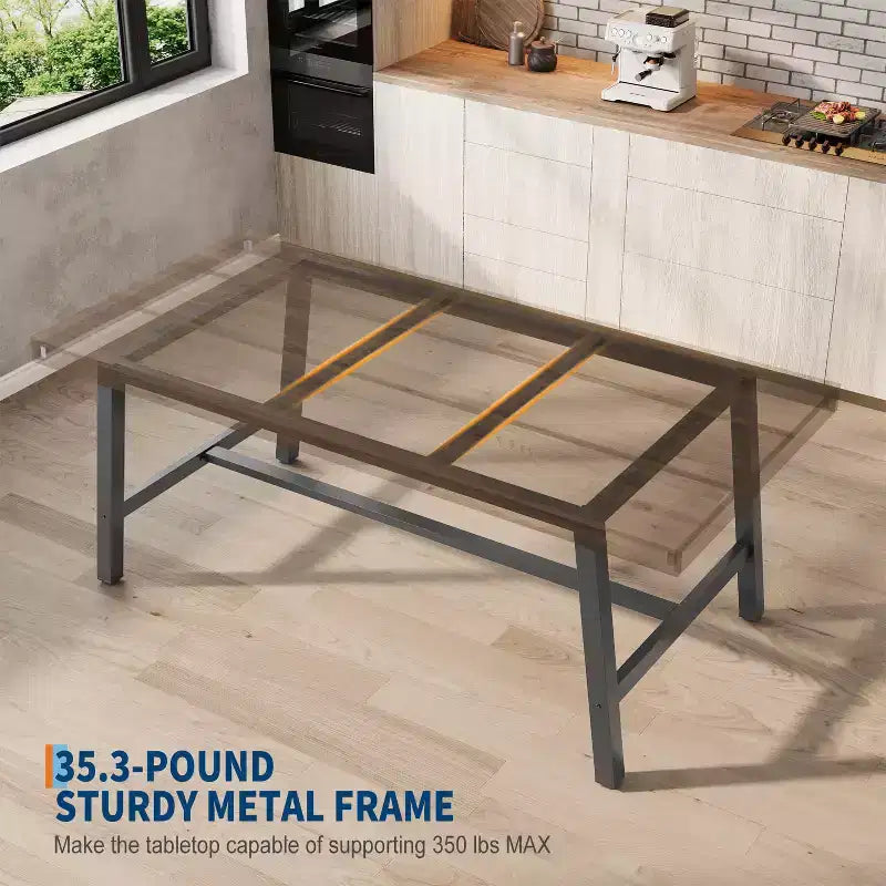Tavolo da pranzo GustoWave da 160 cm per 4-6 persone, tavolo da cucina rettangolare con finitura in legno e struttura in metallo
