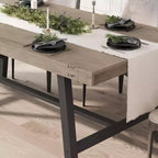 Tavolo da pranzo GustoWave da 160 cm per 4-6 persone, tavolo da cucina rettangolare con finitura in legno e struttura in metallo