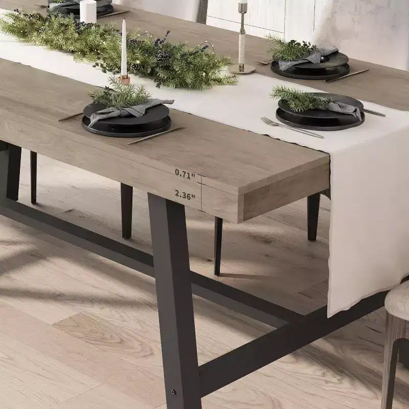 Tavolo da pranzo GustoWave da 160 cm per 4-6 persone, tavolo da cucina rettangolare con finitura in legno e struttura in metallo