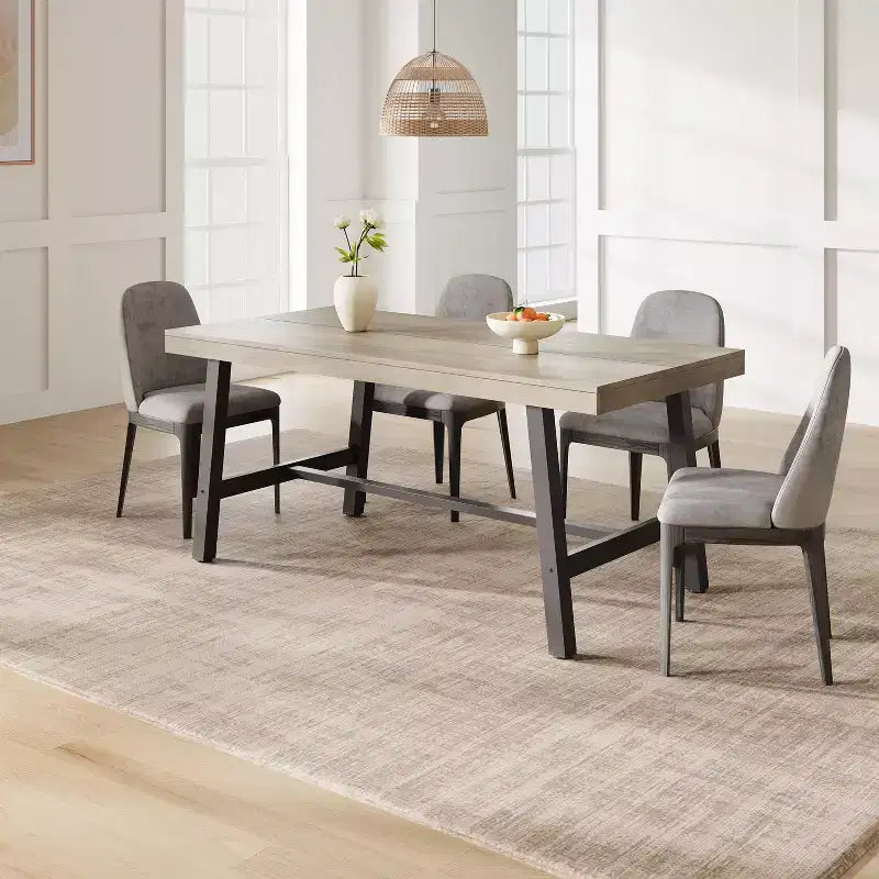Tavolo da pranzo GustoWave da 160 cm per 4-6 persone, tavolo da cucina rettangolare con finitura in legno e struttura in metallo