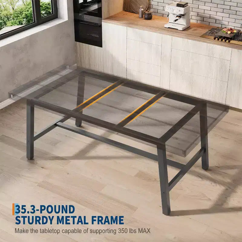 Tavolo da pranzo GustoWave da 160 cm per 4-6 persone, tavolo da cucina rettangolare con finitura in legno e struttura in metallo