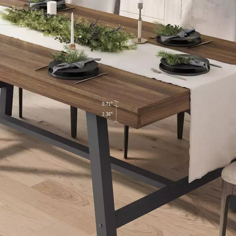 Tavolo da pranzo GustoWave da 160 cm per 4-6 persone, tavolo da cucina rettangolare con finitura in legno e struttura in metallo
