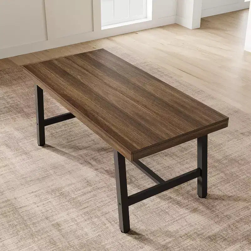 Table à manger GustoWave de 63 pouces pour 4 à 6 personnes, table de cuisine rectangulaire aspect bois avec cadre en métal