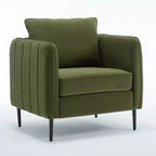 Homy Casa Fauteuil d'appoint moderne en velours avec oreiller et pieds en métal, fauteuil confortable rembourré pour salon, chambre ou coin lecture, vert