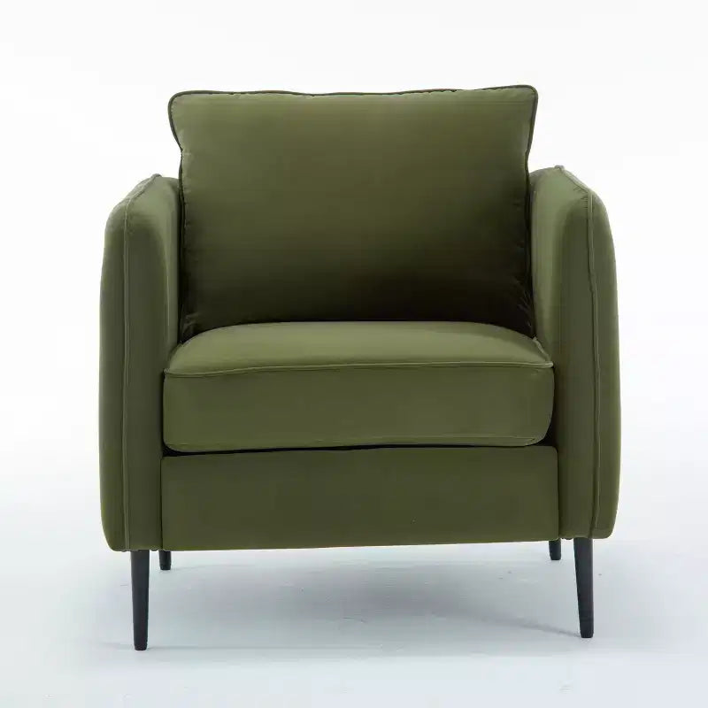 Homy Casa Fauteuil d'appoint moderne en velours avec oreiller et pieds en métal, fauteuil confortable rembourré pour salon, chambre ou coin lecture, vert