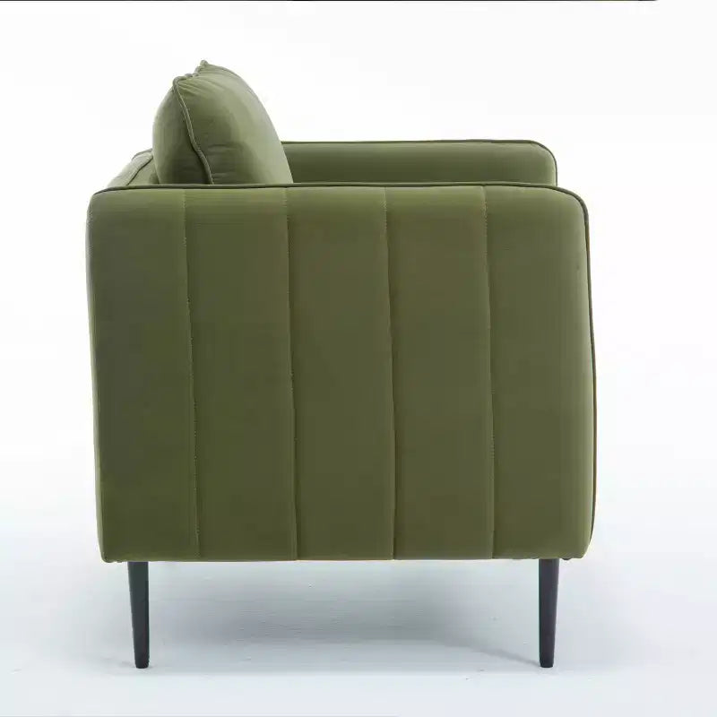 Homy Casa Fauteuil d'appoint moderne en velours avec oreiller et pieds en métal, fauteuil confortable rembourré pour salon, chambre ou coin lecture, vert