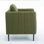 Homy Casa Fauteuil d'appoint moderne en velours avec oreiller et pieds en métal, fauteuil confortable rembourré pour salon, chambre ou coin lecture, vert