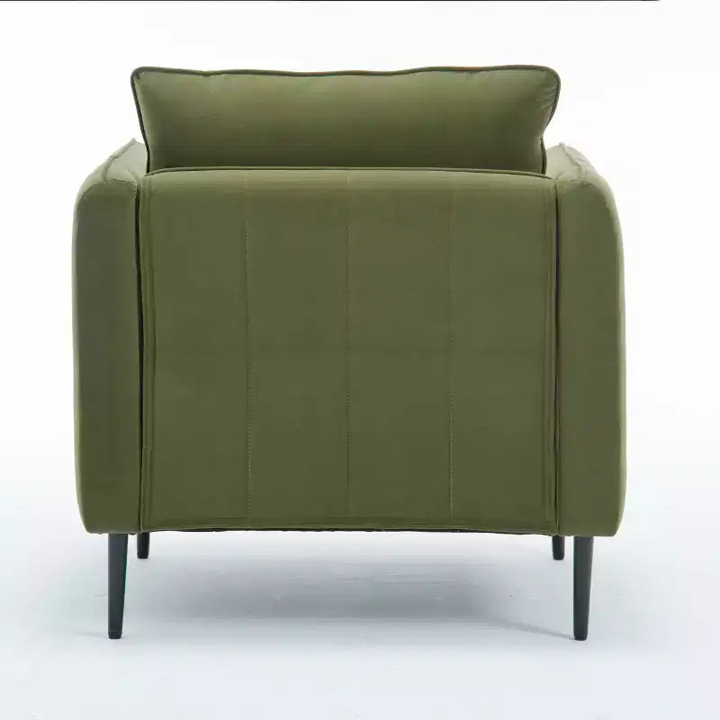 Homy Casa Fauteuil d'appoint moderne en velours avec oreiller et pieds en métal, fauteuil confortable rembourré pour salon, chambre ou coin lecture, vert
