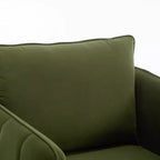 Homy Casa Fauteuil d'appoint moderne en velours avec oreiller et pieds en métal, fauteuil confortable rembourré pour salon, chambre ou coin lecture, vert