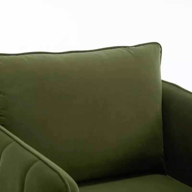 Homy Casa Fauteuil d'appoint moderne en velours avec oreiller et pieds en métal, fauteuil confortable rembourré pour salon, chambre ou coin lecture, vert