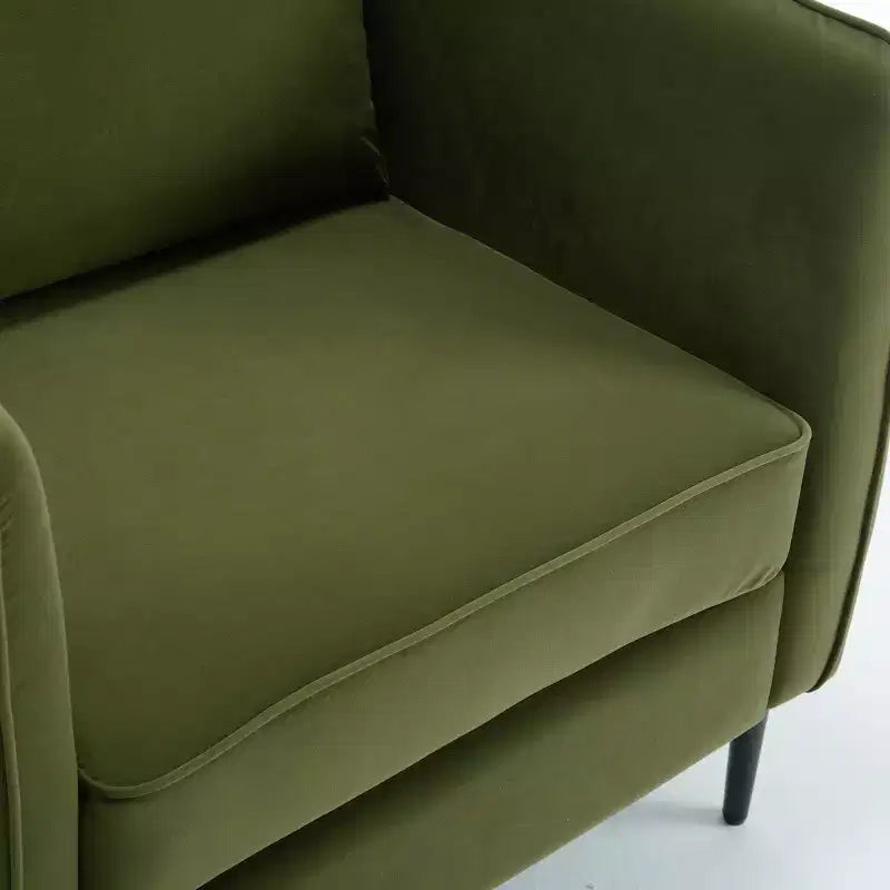 Homy Casa Fauteuil d'appoint moderne en velours avec oreiller et pieds en métal, fauteuil confortable rembourré pour salon, chambre ou coin lecture, vert
