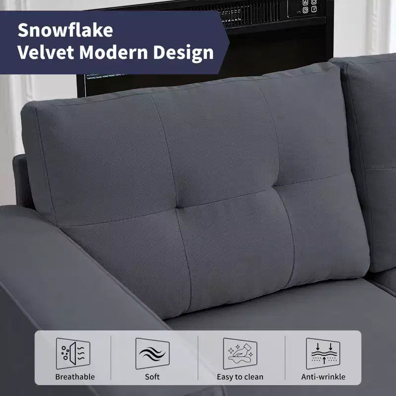 Mjkone 108Canapé d'angle modulaire surdimensionné en velours flocon de neige, canapé d'angle en forme de L avec poche latérale, grand canapé d'angle 6 places