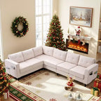 Mjkone 108Snowflake Velvet Oversized Modular Sectional Sofa, L-Shaped Sectional Sofas with Side Pocket, Large 6 Seater Corner Sofa