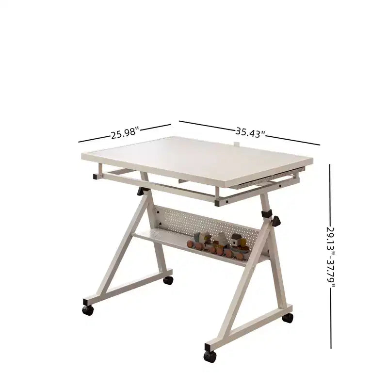 Table à Dessin Réglable et Moderne Okak pour Puzzle, avec Rangement et Roulettes, Bureau de Dessin en Métal pour Adultes et Adolescents