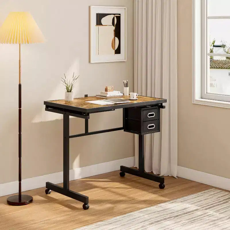 Table à Dessin Réglable et Moderne Okak pour Puzzle, avec Rangement et Roulettes, Bureau de Dessin en Métal pour Adultes et Adolescents
