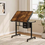 Table à Dessin Réglable et Moderne Okak pour Puzzle, avec Rangement et Roulettes, Bureau de Dessin en Métal pour Adultes et Adolescents