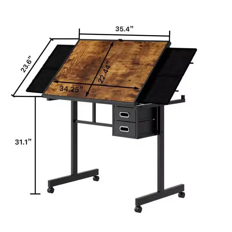 Table à Dessin Réglable et Moderne Okak pour Puzzle, avec Rangement et Roulettes, Bureau de Dessin en Métal pour Adultes et Adolescents