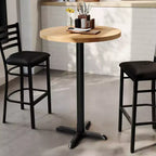 Flash Furniture Bennett Piano Tavolo Commerciale Rotondo in Legno Massello per Interni con Base a X in Ghisa Resistente alla Ruggine Altezza Bar 22 x 22