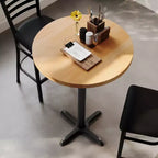 Flash Furniture Bennett Piano Tavolo Commerciale Rotondo in Legno Massello per Interni con Base a X in Ghisa Resistente alla Ruggine Altezza Bar 22 x 22