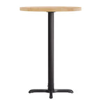Flash Furniture Bennett Piano Tavolo Commerciale Rotondo in Legno Massello per Interni con Base a X in Ghisa Resistente alla Ruggine Altezza Bar 22 x 22