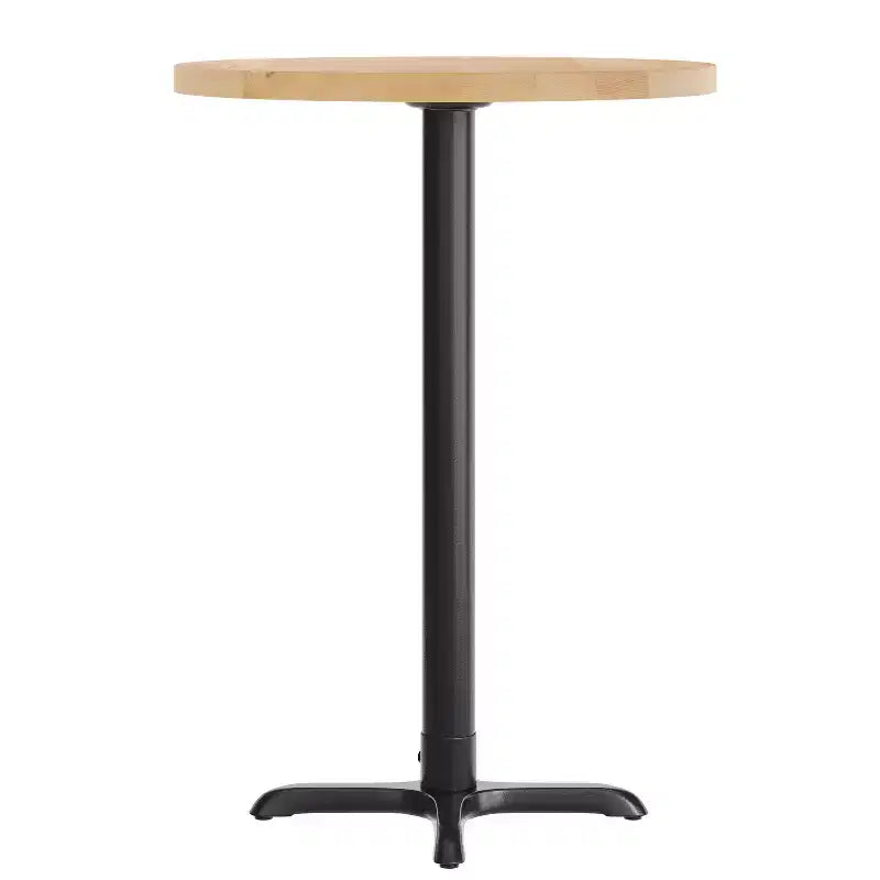 Flash Furniture Bennett Piano Tavolo Commerciale Rotondo in Legno Massello per Interni con Base a X in Ghisa Resistente alla Ruggine Altezza Bar 22 x 22