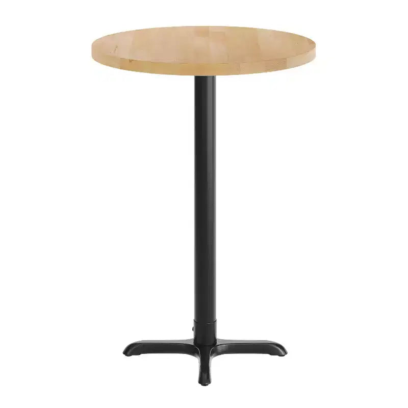 Flash Furniture Bennett Piano Tavolo Commerciale Rotondo in Legno Massello per Interni con Base a X in Ghisa Resistente alla Ruggine Altezza Bar 22 x 22