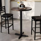 Flash Furniture Bennett Piano Tavolo Commerciale Rotondo in Legno Massello per Interni con Base a X in Ghisa Resistente alla Ruggine Altezza Bar 22 x 22