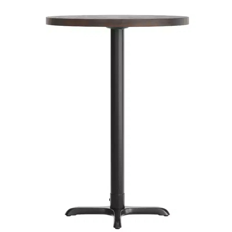 Flash Furniture Bennett Piano Tavolo Commerciale Rotondo in Legno Massello per Interni con Base a X in Ghisa Resistente alla Ruggine Altezza Bar 22 x 22