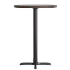 Flash Furniture Bennett Piano Tavolo Commerciale Rotondo in Legno Massello per Interni con Base a X in Ghisa Resistente alla Ruggine Altezza Bar 22 x 22