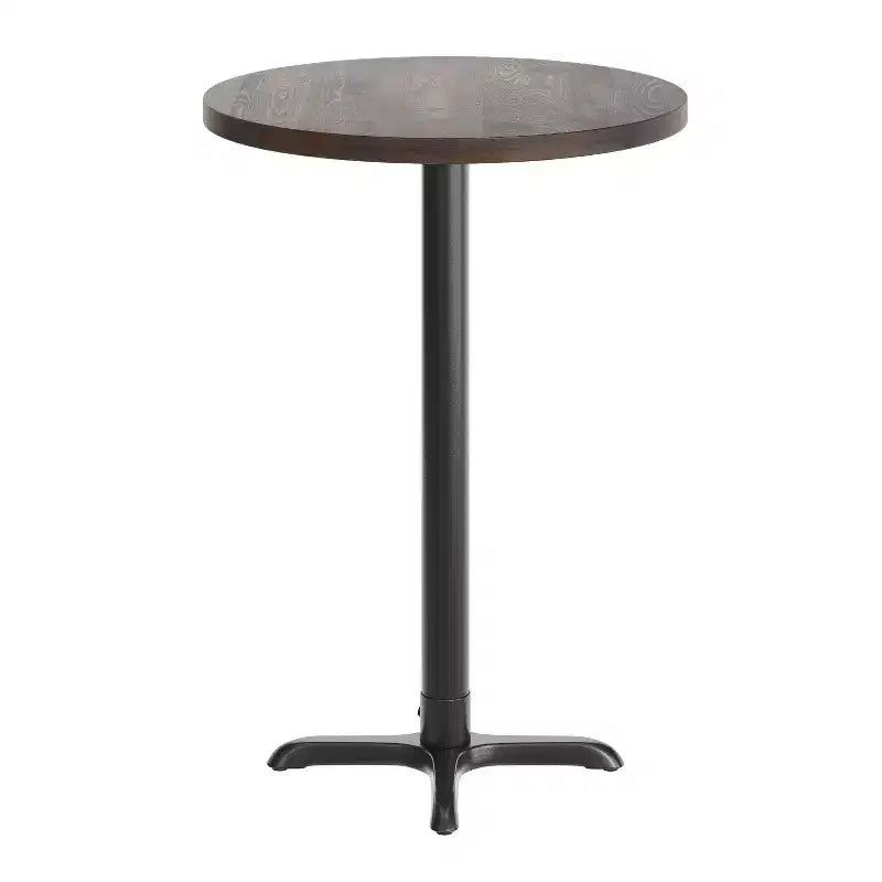 Flash Furniture Bennett Piano Tavolo Commerciale Rotondo in Legno Massello per Interni con Base a X in Ghisa Resistente alla Ruggine Altezza Bar 22 x 22