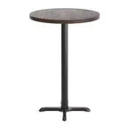 Flash Furniture Bennett Piano Tavolo Commerciale Rotondo in Legno Massello per Interni con Base a X in Ghisa Resistente alla Ruggine Altezza Bar 22 x 22