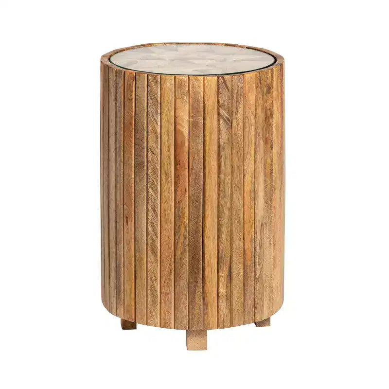 Crestview Collection Round Brown Solid Wood Accent_End Table