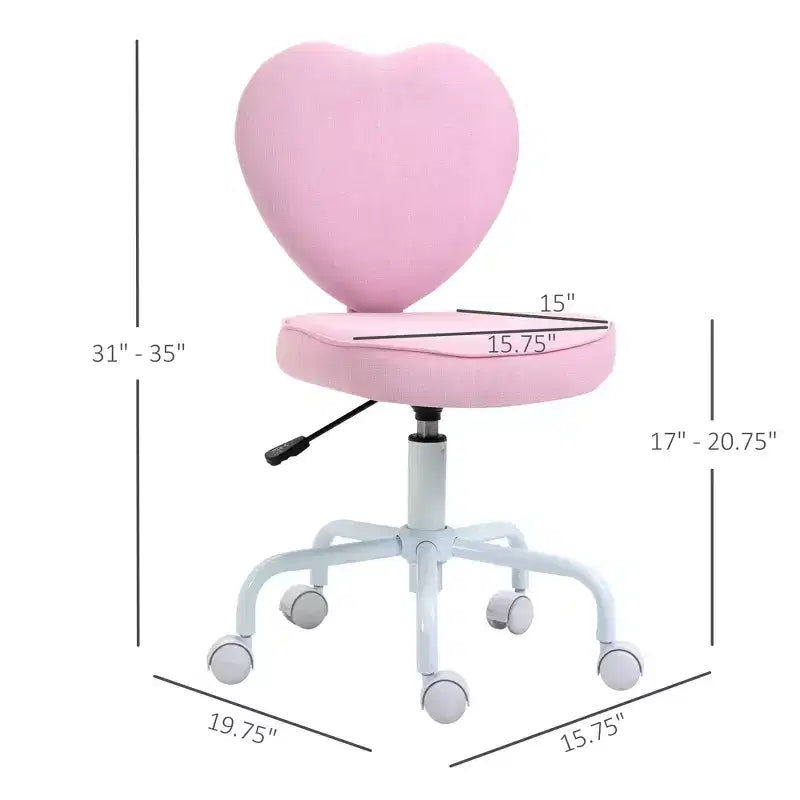 Chaise de bureau au dossier en forme de cœur avec hauteur réglable